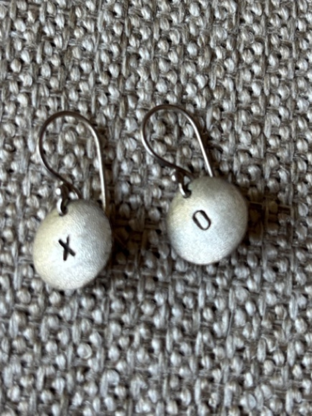 XO Mismatched Dangle Earrings Silver Tone French Wire Hugs Kisses Cute Gift